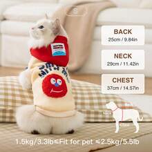 1pc Cute Dog & Cat Hoodie, Red Holiday Pullover Sweatshirt, Suitable For Christmas And Holiday Wear, Warm And Comfortable, Fit For Small, Medium And Large Pets, Indoor/Outdoor Photo Outfit Gift, New Year Pet Hooded Sweatshirt - Multicolor - View 6