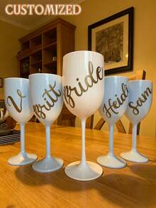 个性化亚克力塑料香槟杯，可定制姓名和标志。优雅的塑料香槟杯，是新娘派对、伴娘派对、单身派对和婚礼装饰的完美之选。时尚、可爱、色彩缤纷、可定制、个性化且独一无二，是送给朋友、子女、学生、员工、学校、家人和办公室的理想礼物，也是厨房必备佳品。 - 多色 - 查看 4