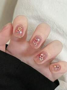 1盒全新多巴胺星形爱心美甲装饰贴纸，镂空彩色五角星美甲贴，精致时尚，是情人节美甲装饰的理想之选 - 彩色 - 查看 2