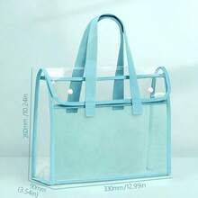 1 PC Transparent Storage Bag, Waterproof And Wear-Resistant Mesh Document Bag, Widened Webbing Handle Design For Comfortable Grip, PVC Fabric Is Waterproof And Stain-Resistant. - Blue - View 4