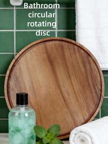 1pc 360° Rotating Tray, Rotating Round Wooden Plate, Kitchen Storage, Bathroom Decor Plate, Rotating Tea Tray, Rotating Kitchen Storage Dish, Suitable For Cabinet, Kitchen Countertop, Pantry, Non-Slip For Kitchen Organization, Tabletop Decor, Ramadan Decor, Holiday Gift