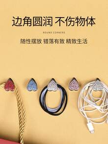 Multi-Purpose Heart-Shaped Crystal Decorative Hooks For Kitchen, Bathroom, Office, Car, Girly Style With Rhinestones