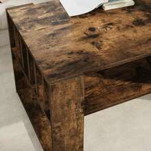 vidaXL Mesa baja marrón fumé 92 x 49,5 x 45 cm madera de ingeniería - Marrón - Ver 4