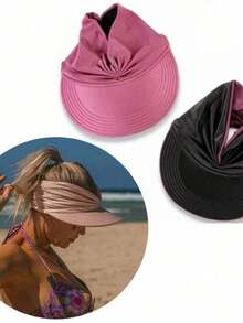 Beach Turban Visor With 50+ UV Sun Protection For Sports, Clubs, And Swimming Pools - Summer - 汽油藍 - 查看 2