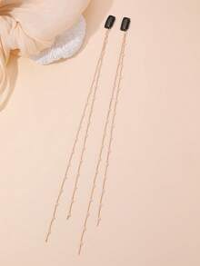 2件套女士时尚优雅金色珍珠链发饰，适合日常、派对、聚会、节日装饰 - 彩色 - 查看 2