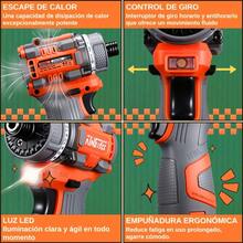 Llave De Impacto Inalámbrica Eléctrica Pistola Taladro Impacto Destornillador Con 2 Baterías Recargable - Naranja - Ver 8