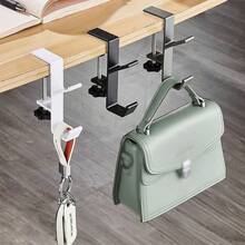 1pc Adjustable Desk Edge Hook, Headphone Desk Hanger, Backpack Organizer Rack, Hole-Free Office Home Storage Rack, Essential For Back To School - Multicolor - View 4