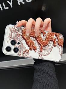 1pc, Hot Selling Red Dragon Pattern Design Transparent Space Case Phone Case, TPU All Inclusive High Transparency, Shock Protection, Raised Screen And Camera Protection, Lightweight And Compatible With 17/17 Air/17Pro/17ProMax,16/16Plus/16ProMax, 15.14, 13, 12, 11 Series, Suitable For Samsung Galaxy S22, S23, S24, S25 PLUS ULTRA Series, Easter Gift, Christmas Halloween Decoration/Birthday Gift, Girlfriend, Boyfriend, Friend Or Oneself. - Trong sáng - Xem 3