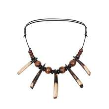 Collar cruz cuervo vikingo dientes hueso salvaje bárbaro halloween cosplay joyería alternativa - Estilo café de dientes - Ver 3