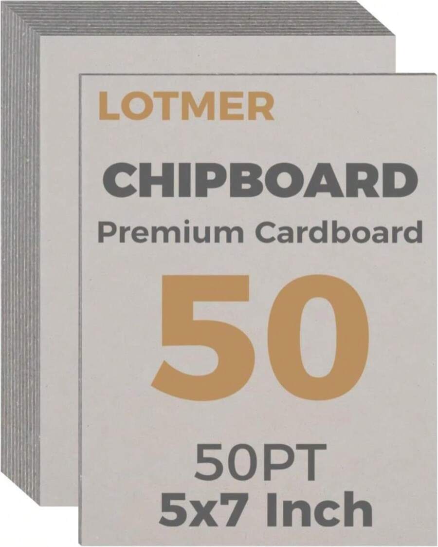 LOTMER 50 Sheets 5x7 Chipboard Cardboard, 50PT-1.3mm Thick Kraft Chipboard Sheets Shipping Pads Inserts Chip Board For Scrapbooking, Packaging Sheets Bookbinding, Packaging, And Art Projects - MàuA - Xem 1