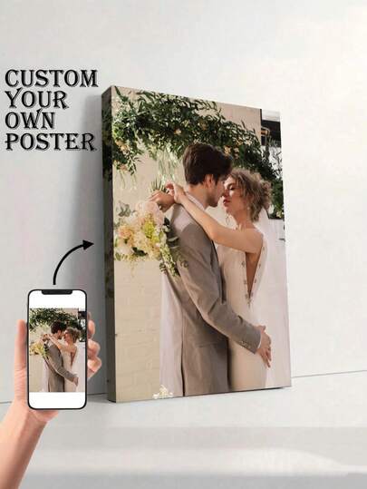1pc Customized Photo Canvas Print - Full Wrapped Edges, Easy To Hang | Suitable For Couple Photos, Family Portraits And Wedding Memories | Elegant Decor To Enhance Living Room (Cozy Family Ambiance), Bedroom (Romantic Corner) And Office (Warm Atmosphere) | Thoughtful Gift