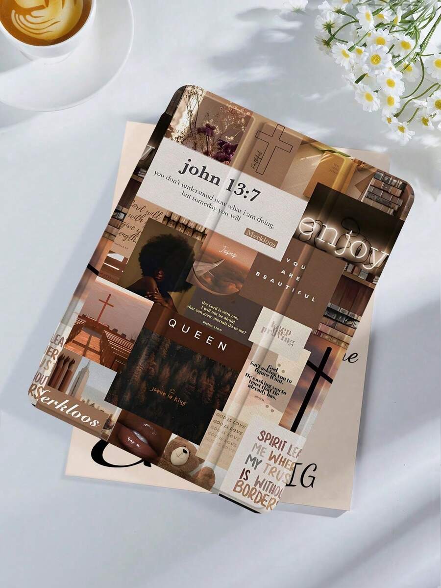 Coffee & Black Patchwork Pattern Tablet Protective Case, Compatible With Ipad 9.7/10.2/10.5/10.9/12.9/Pro 11 (10th Gen), Galaxy Tab S6 Lite 10.4", Kindle Paperwhite (12th Gen, 2024), Kindle (11th Gen, 2022), Kobo Clara Color, Soft & Shock-Resistant, Smart Stand/Auto Wake/Sleep Function - Nhiều màu-1 - Xem 1