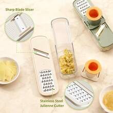 1pc 3-In-1 Mini Garlic Press & Vegetable Slicer/Shredder - Heavy Duty Multi-Function Chopper, Easy Clean Blades & Container, Suitable For Kitchen, Compact Design For Garlic, Ginger, Carrot, Potato, Onion - Multicolor - View 10