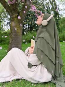 1pc Women's Elegant Khimar Hijab, Front Double Layer Design, Back 3-Layer Design, Graceful & Fashionable, Suitable For Women's Daily Prayer Wear, Applicable For All Seasons, Can Be Paired With Any Abaya - Multicolor - View 8