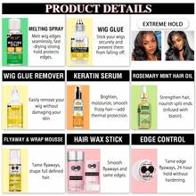 Goiple Waterproof Lace Glue Kit Wig Lace Bond Melting Spray Extra Hold For Lace Front Glueless Adhesive,Includes Lace Melting And Holding Spray,Wig Glue,Adhesive Remover,Rat Tail Comb,  Double Sided Brush,Eyebrow Trimmer,Elastic Hair Band,HD Wig Caps - 27pcs - 查看 10