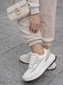 Women's Tennis Shoes For Gym, Walking, Training, Sports - Comfortable And Breathable - WHITE/GREEN - View 2
