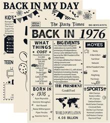 Vintage 50th Birthday Anniversary Posters, 3-Piece Set, 1976 Theme, 8x10 Inch - Vintage 1976 - View 1