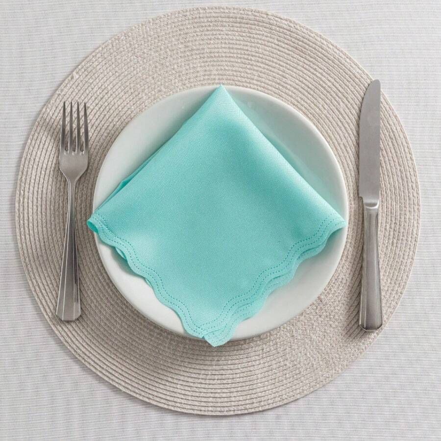 Fabric Napkin Set Of 10 Oxford Laser Finish - Mint Blue - View 1