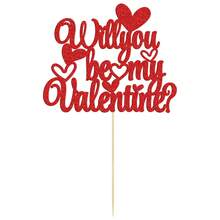 1pc Red & Pink "Will You Be My Valentine?" Cake Topper, Decoration For Valentine's Day Proposal Party - Red - View 7