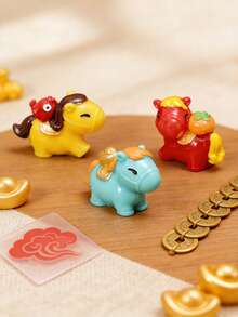 6个吉祥小马摆件，创意微景观配件，可爱桌面/床头/置物架装饰，柔和圆润的设计适合各种生活空间 - 彩色 - 查看 3