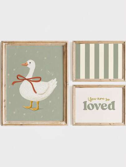 1pc Canvas Wall Art - Vintage Goose Theme Kids' Room Decor: Rustic Farmhouse Art, Children's Room Decor - Baby Products_ Framed Nursery Wall Art Perfect For Playroom Decor Nursery Decor, Playroom Decor, Preschool Decor, Boys' Room Decor Girls' Bedroom Decor