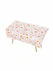 1 pieza Mantel desechable rectangular, mantel impreso a prueba de agua y aceite de PEVA para fiestas/cumpleaños - Patrón de color aleatorio - Ver 6