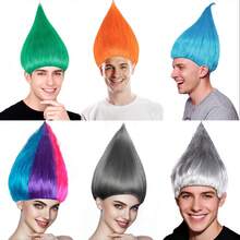 Fashion Short Straight Synthetic Wig, Colors Include Red, Pink, Green, Purple, Orange, Blue, Yellow, Gray, Silver, Suitable For Holiday Fashion Looks, Adjustable Pixie Doll Wig, Fit For Women And Men Anime Cosplay, Soft Colors Suitable For St. Patrick's Day, Fit For All Ages, One Size Fits All (Production Batches May Vary In Hairstyle Fixation, Please Be Cautious When Taking Photos) - Multicolor - View 4