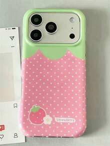 可爱甜美草莓波点粉色果冻手机壳，兼容 17 Pro Max、17 Pro、17、16 Pro Max、16 Pro、16、16、15 Pro Max、15 Pro、14 Pro Max、14 Pro、13、12 Pro Max、11、16、15、14 Plus，可爱创意防震保护后盖 - 粉色 - 查看 4