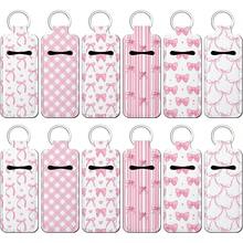 12 Pieces Lipstick Holder Keychain Bulk Cute Pocket Lipstick Holder Keychain Backpack Wallet Accessories, Pink - 粉紅色蝴蝶結 - 查看 1