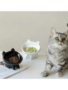 1 Piece Cat Food Bowl Ceramic Dog Bowl Cat Food Bowl Cat Bowl Rice Bowl Large Caliber Water Bowl Beveled Bowl - 120ml - View 1