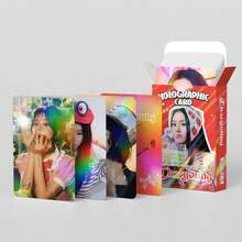 124pcs Laser Chaeyoung Photocard, Sana Photocard, Mini Sticker, LOMO Card Wholesale, Photocard Sticker LOMO Card, Double-Sided Small Card, Boxed Collection Card Photo Card/Greeting Card/Bookmark, LOMO Card Sticker Set, Essential Fangoods For Collection - Red - View 3