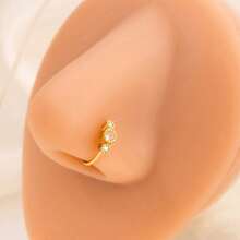 4 件套镀金全 CZ 鼻环 - 20G 精致密镶鼻环，适合女性和男性，防过敏螺旋鼻环，闪亮简约穿孔首饰 - 金色 - 查看 8