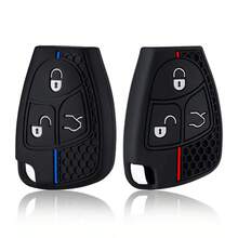 Premium 3 Buttons Silicone Car Key Case For C B E R Class GL CLS CLK SLK W203 W211 W204 3BNT - Shockproof Dustproof Anti-Scratch Full Protection Remote Key Cover, Soft Durable Anti-Slip, Perfect Fit Luxury Car Key Acce - A - View 3