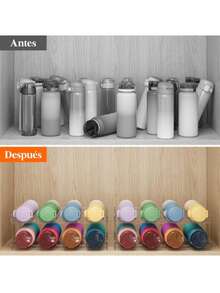 Lifewit Organizador de Botellas Apilable para Armario, Frigorífico, Despensa - Portabotellas de Plástico para Almacenar en Encimera, Armario, Oficina - Pack de 2, Cada Bandeja Admite 4 Recipientes - Transparente - Ver 2