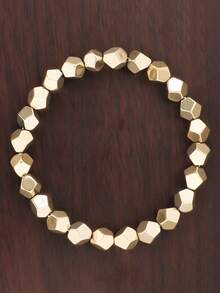 Fabriqué à la main, ce bracelet en pyrite brut présente des perles bohèmes multi-facettes conçues pour attirer la richesse et l'abondance. Il sert de bijou pour le chakra de la force intérieure du plexus, en en faisant un cadeau spirituel vintage adapté aux occasions - Multicolore - Voir 5