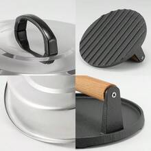 BBQ Accessories 12 Inch Round Stainless Steel Basting Cover - Cheese Melting Dome Round Cast Iron Grill Press Kit Hamburger Bacon Steak, Best Fits For Blackstone Camp Chef Flat Top Griddle Grill - Round Press - View 7