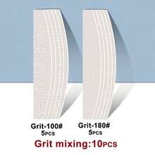 NailShine 10/30/50pcs Replaceable Half-Moon Nail Files, Manicure Sanding Sticks, Sandpaper Nail Files, Reusable & Washable, 80/100/180 Grit