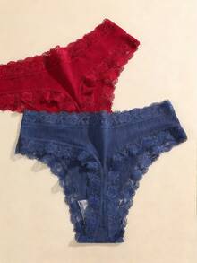 4pcs Comfortable Striped Lace Thongs Sexy Lingerie,Seamless - Multicolor - View 6