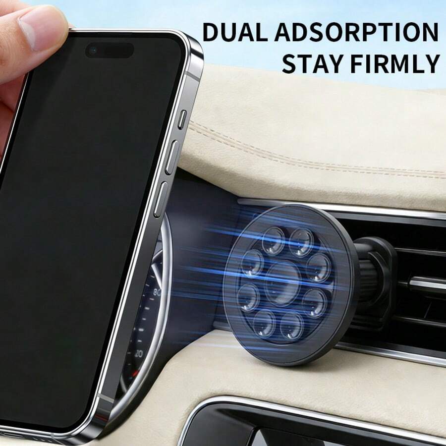 360° Rotatable ABS Car Phone Holder | Universal Air Vent Dashboard Navigation Bracket | Integrated Stable Anti-Shake Holder | Fashionable Black Design | Suitable For Most Vehicles - A - View 1