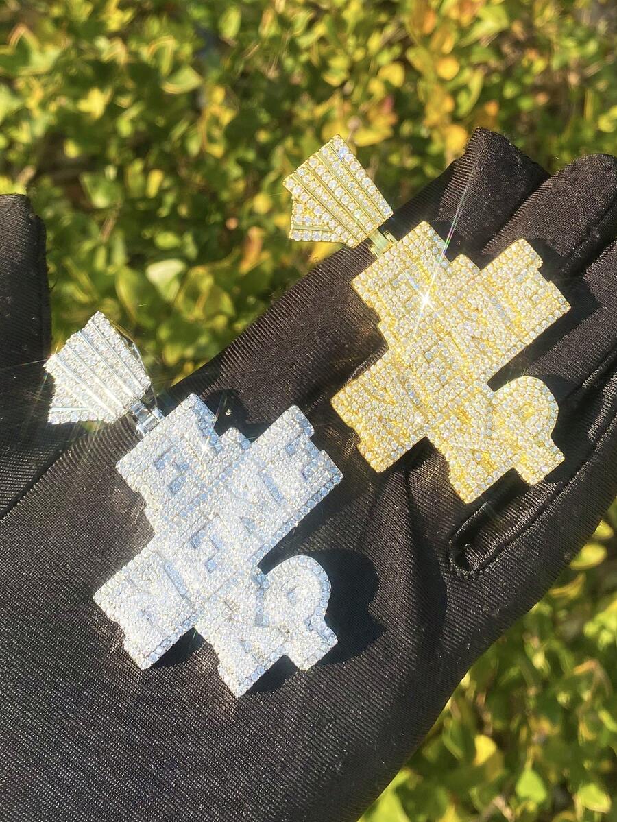 DUBSS 1 Piece Iced Out EL NENE KP Necklace Pendant For Men Real Copper 5A Cubic Zirconia Gold Plated Hip Hop Jewelry