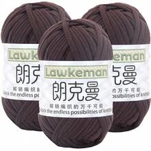 Lawkeman 3 peças/300g Fio de Camiseta de Poliéster de Alta Qualidade, Fio de Crochê e Tricô, Fio Grosso de Poliéster Macio e Elástico, 30m/100g por Rolo - Ideal para Projetos DIY, Chinelos, Cestas, Tiras de Tecido, Sacolas Artesanais Tecidas à Mão, Brinquedos, Sapatos, Tapetes, Cestas de Armazenamento - Multicolorido - Visão 33