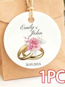 1/10/20/40/60/90 unidades Plantillas personalizadas de etiquetas para regalo de boda, etiquetas personalizadas para anillos con flores, etiquetas editables para anillos con flores, plantillas de etiquetas para regalo de fotos de vacaciones, etiquetas imprimibles para fotos de boda, etiquetas para despedida de soltero/soltera, etiquetas personalizadas, etiquetas de agradecimiento - Multicolor - Ver 13