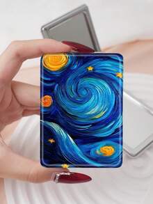 1 Stück Vintage Ölgemälde Stil Van Gogh Serie tragbarer Kospiegel, faltbar leicht kompakt praktisch Handhandspiegel, strapazierfähiges PU-Ledertasche, vielseitig für alle, rechteckiger Taschenspiegel mit Vintage Ölgemälde Elementen Design, zarte Faltstruktur, kratzfest und zuverlässig, leicht mitzunehmen, 180° doppelseitiger Klappspiegel, multifunktional - Verschiedenfarbig - Übersicht 17