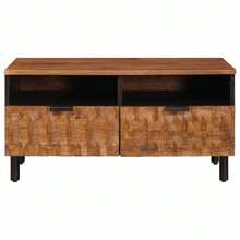 vidaXL Tavolo basso Marron 80 x 54 x 40 cm Bois de mangue massiccio - Castano - Visualizzare 3