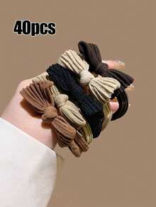 20pcs Mixed Color Bow Hair Scrunchies, Elegant Minimalist Korean Style Hair Ties For Ponytail Decoration, Cute Princess Casual Hair Accessories, Durable & Stretchy Ponytail Holder, Suitable For Daily Wear