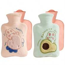 HLJ  Hot Water Bottle With Plush Cover 2 Sets 500ml Thermal Leakproof Hot Water Bag Breathable Soft Cute Cartoon Mini Hot Water Bottle Hot Water Bag134 - 2Sets - View 4