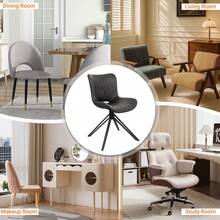 Dining Chairs Set Of 4, 360° Swivel Upholstered Mid-Century Modern Kitchen Dining Room Chairs, Armless Faux Leather Accent Side Chair With Padded Back, Metal Leg, Black - 黑色 - 查看 7