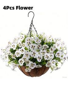 MEHELANY 8pcs Artificial Phalaenopsis Orchids, 13.78" Artificial Tricolor Pansy, Fake Flowers, UV Resistant, Lifelike Blooms, Outdoor Artificial Floral Plants, Suitable For Home Decor, Indoor/Outdoor Decoration, Planters, Front Door, Porch, Patio, Garden - White - View 7