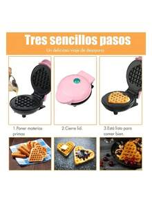 Waflera Eléctrica Para Waffles En Forma De Corazon Portatil ,i de 350 vatios y 4 pulgadas con revestimiento antiadherente en forma de corazón rosa, horno para hacer wafles, pasteles de huevo con burbujas, desayuno en forma de corazón, electrodoméstico de cocina - Tipo de Enchufe A USA (110-127V) - Ver 6