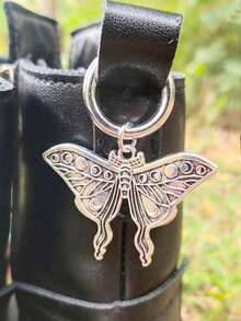 2 chiếc phụ kiện trang trí giày kiểu Gothic cổ điển hình ngôi sao, mặt trăng, bướm, có thể tháo rời, làm từ kim loại, thích hợp cho giày vải và bốt. - Bạc - Xem 3